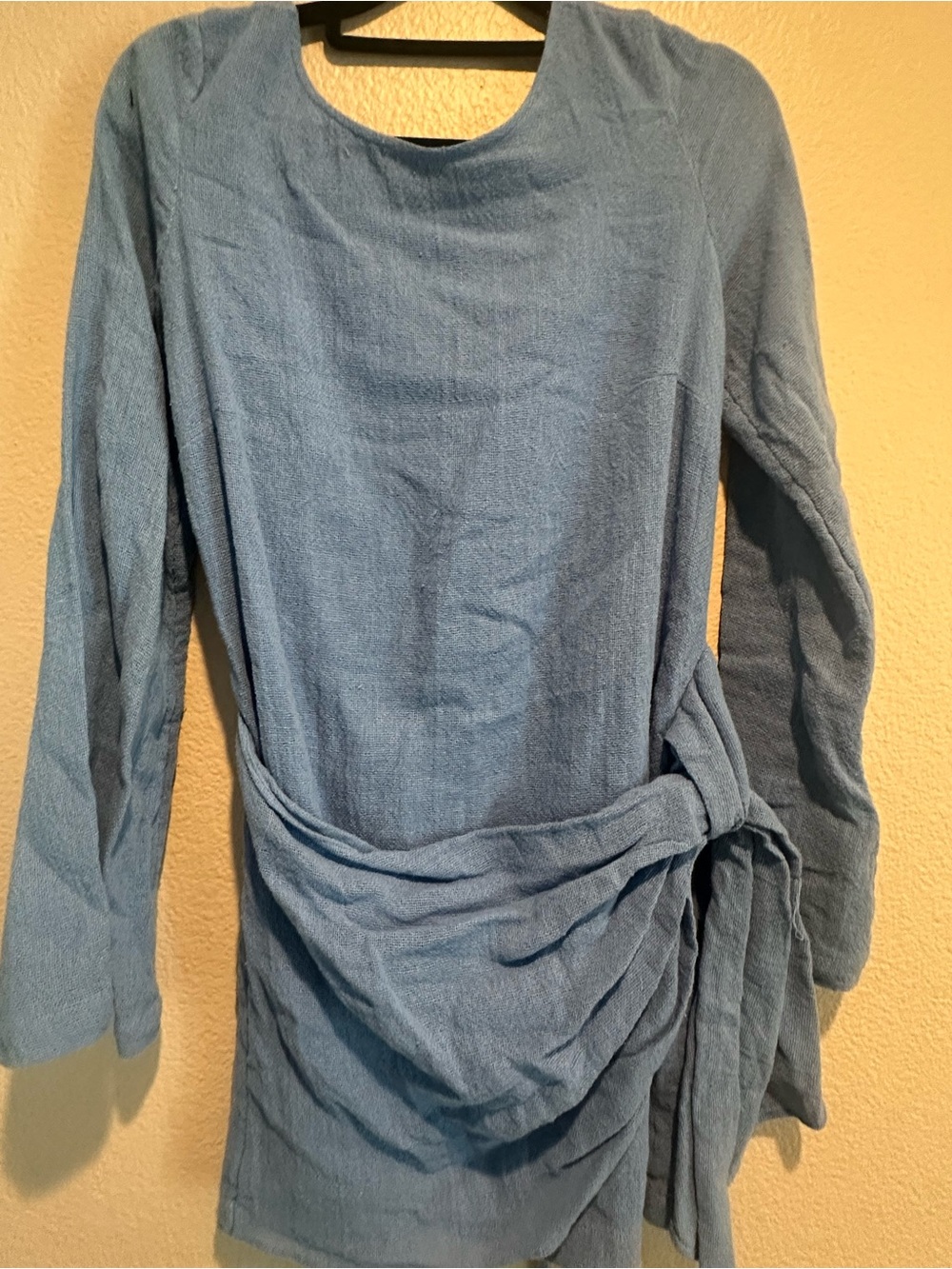 Free people Blue Long-Sleeve women’s dress with Side Tie